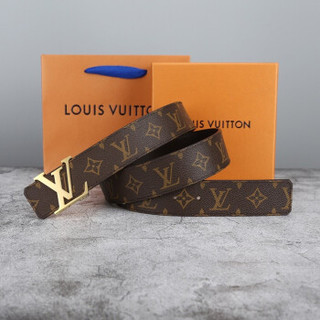 LOUIS VUITTON 路易威登 男士腰带商务休闲时尚经典印花 奢侈品 父亲节礼物 礼盒装 金扣咖色 M9608 经典 100