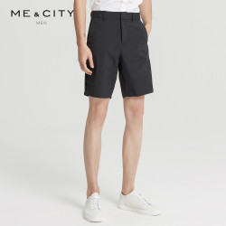 MECITY男装夏季黑色侧缝织带拼接运动短裤男士潮流休闲裤男