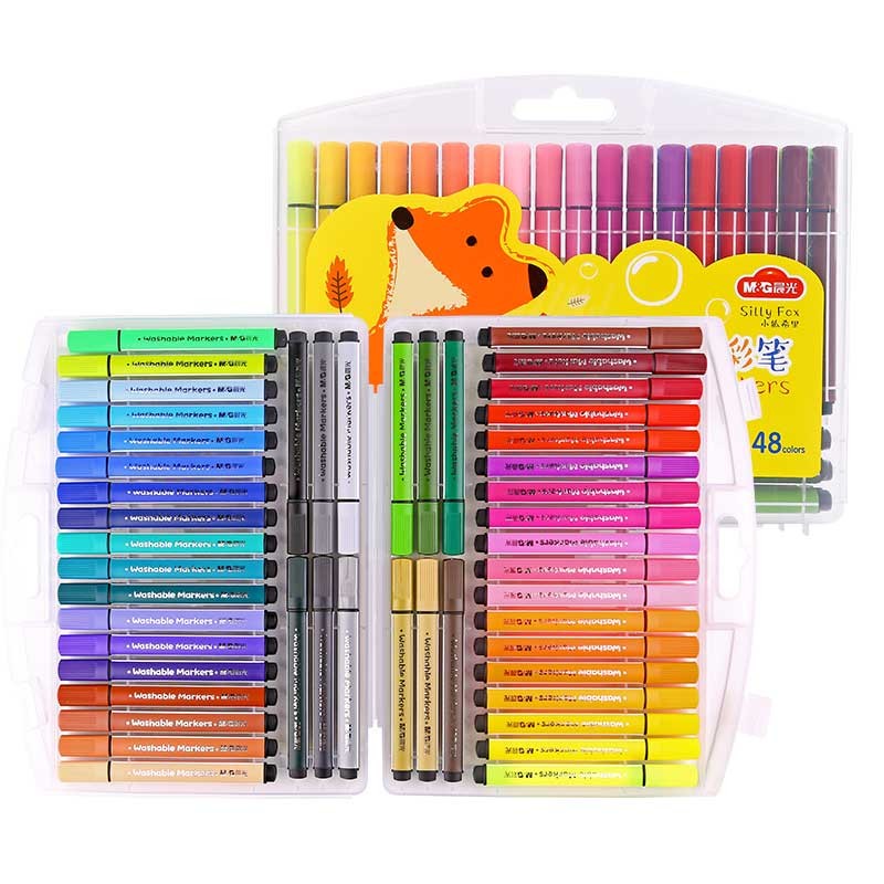m&g 晨光 acpn0275 小狐希里 三角杆可水洗水彩笔 48色 *6件