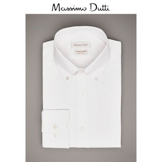 Massimo Dutti 00153353250 素色衬衫男士长袖正装商务衬衣 (白色)