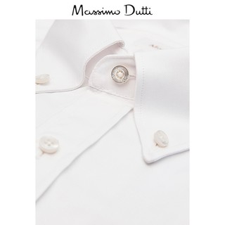 Massimo Dutti 00153353250 素色衬衫男士长袖正装商务衬衣 (白色)