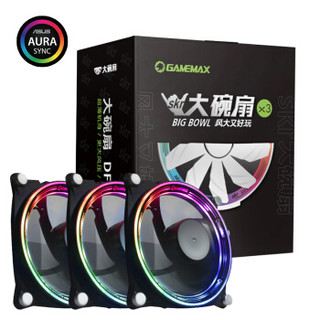 GAMEMAX 游戏帝国 大碗扇 黑叶三连包 RGB散热 三个RGB 12CM 风扇