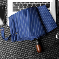 Neyankex 10骨三折全自动雨伞 (藏青色竖条纹)