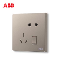 ABB 无框轩致朝霞金墙壁插座面板一开五孔插座AF225-PG *5件