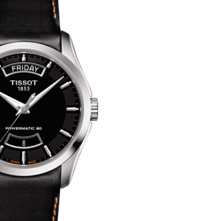 TISSOT 天梭 男式 天梭 Couturier系列 自动黑色表盘手表 T035.407.16.051.03