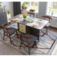 林氏木业 LS059R1 可折叠伸缩餐桌椅组合 一桌四椅 