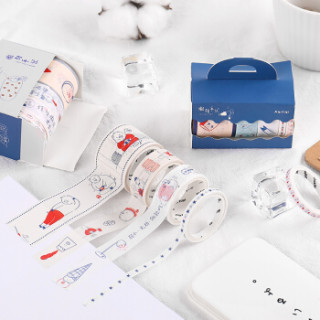 悦木(Joytop) 手账本和纸胶带套装/创意懒猪流行扎心语录/趣味DIY贴纸装饰胶布/懒猪手记5卷装(绀蓝)6948