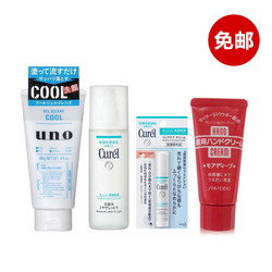 SHISEIDO 资生堂 男士护肤套装（UNO 洗面奶130g+护手霜30g + Curel 珂润 化妆水150ml+润唇膏4g）