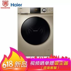 海尔（Haier）10公斤超大容量变频滚筒洗衣机全自动 直驱变频平稳安静 真丝类衣物摇篮柔洗  EG10012B709G