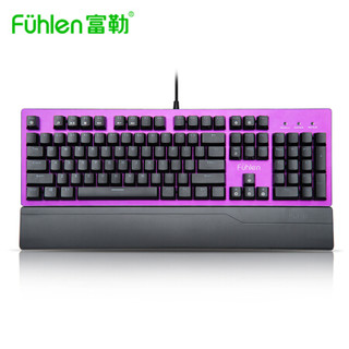 富勒机械键盘 游戏键盘全键无冲 多种模式背光  游戏竞技绝地求生吃鸡键盘 毁灭者紫色-青轴