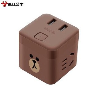 公牛（BULL)GNV-U9212B布朗熊魔方USB插座 插线板/插排/接线板 2孔 2USB口 无线魔方