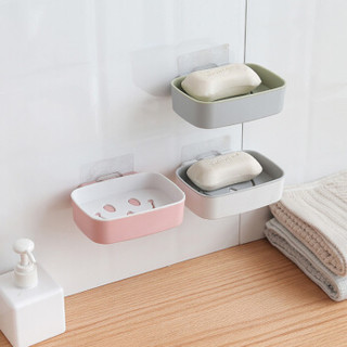 HOUYA好雅 2只装 肥皂盒吸盘壁挂式沥水 免打孔卫生间浴室香皂架 双层肥皂架香皂盒家用