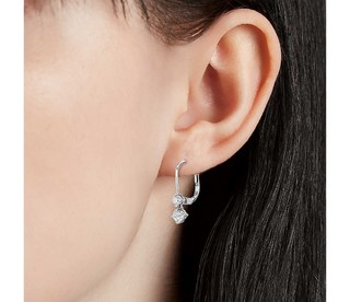 Blue Nile 14k白金 钻石双石吊式耳环（1克拉总重量）