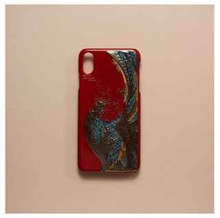 山中漆器 高盛描金 海浪富士山图案 iPhone  XR手机壳（红色版）