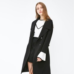 VERO MODA 维莎曼 318321523 女士翻领中长款风衣外套