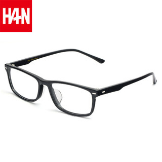 汉（HAN）时尚近视眼镜框架男女款 板材防蓝光辐射光学眼镜框架 4955 经典纯黑 配1.60非球面防蓝光镜片(200-600度)