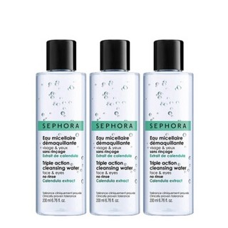 Sephora 丝芙兰 柔和眼部唇部面部卸妆水 清洁 200ml*3