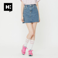 H:CONNECT夏季新款半身裙韩版毛边水洗做旧牛仔短裙女