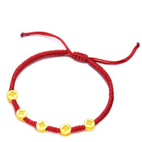 CHOW TAI FOOK 周大福 旺到飞起”金钱币 定价足金黄金转运珠/手链/手绳 R21370 金重0.65g