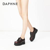 Daphne/达芙妮春秋学院风松糕鞋率性系带深口厚底平跟英伦单鞋