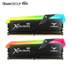 十铨（Team） 16GB(8G×2)套装 DDR4 3600 台式机内存条 王者之剑RGB灯条  黑色