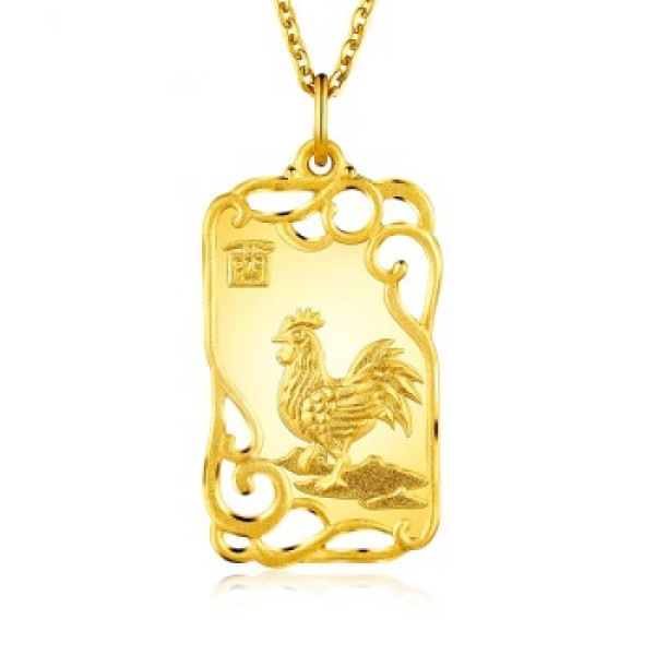 六福珠宝 足金十二生肖金牌生肖鸡黄金吊坠女款链坠不含项链 计价 b01