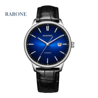 雷诺rarone手表简约北欧风全自动男士机械表渐变表盘皮带防水日历腕表