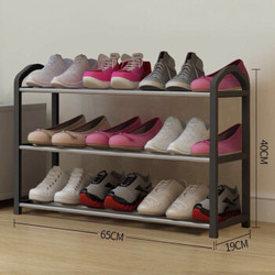 简易鞋架多层防尘鞋柜不锈钢置物收纳架 三层