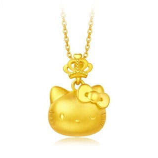 CHOW TAI FOOK 周大福 凯蒂猫 皇冠喵咪 定价足金黄金吊坠 R20208