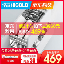 悍高（HIGOLD）拉格斐 加厚304不锈钢阻尼双层碗碟篮 800柜体