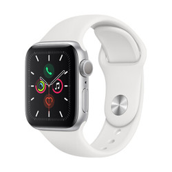 Apple Watch Series 5智能手表（GPS款 40毫米银色铝金属表壳 白色运动型表带 MWV62CH/A)