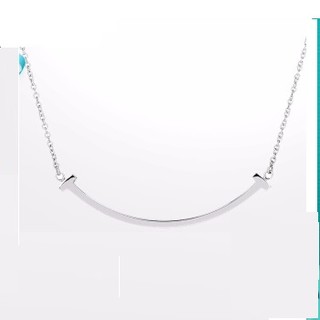 Tiffany&Co. 蒂芙尼 时尚女士银制微笑项链女款笑脸吊坠项链T系列唐晶同款 925银 mini号 上海现货 GRP09006