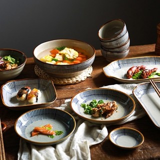 日式碗碟套装家用4人陶瓷碗筷盘子2人碗盘一人食餐具创意单个饭碗