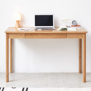 VISAWOOD 维莎原木 日式全实木书桌 橡木电脑桌 办公书桌1.4米