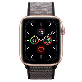 Apple 苹果 Watch Series 5 GPS+蜂窝款 智能手表 44mm 金色铝金属表壳 锚灰色回环式运动表带 (GPS)