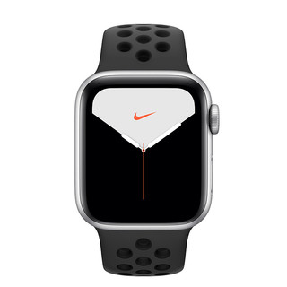 Apple 苹果 Watch Nike Series 5 智能手表 (44 mm、银色铝金属表壳、煤黑配黑色Nike 运动表带、GPS + 蜂窝网络)