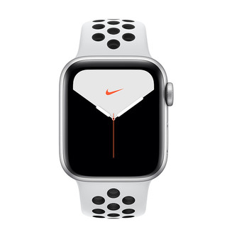 Apple 苹果 Watch Nike Series 5 智能手表 (44 mm、银色铝金属表壳、白金配黑色Nike 运动表带、GPS + 蜂窝网络)