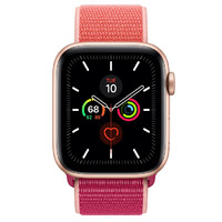 Apple 苹果 Watch Series 5 GPS款 智能手表 44mm 金色铝金属表壳 石榴色回环式运动表带 (GPS)