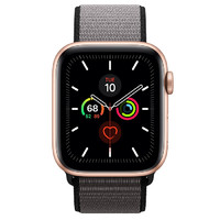 Apple 苹果 Watch Series 5 GPS款 智能手表 44mm 金色铝金属表壳 铁锚灰色回环式运动表带 (GPS)