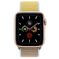 Apple 苹果 Watch Series 5 GPS款 智能手表 44mm 金色铝金属表壳 驼色回环式运动表带 (GPS)