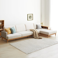 VISAWOOD 维莎原木 全实木北欧橡木转角布艺可拆洗沙发