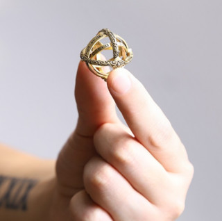Dirholl 迪后 天文球戒指德国复古球型翻转变形宇宙戒指情侣创意戒指   925银材质    DH190529