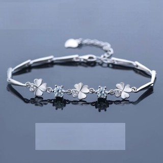 wupina吾屏安纯银手链女四叶草手串简约首饰学生情侣手环银饰品手环