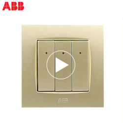 ABB开关插座面板由艺系列金色三开单控带LED灯开关三位单控开关AU17953-PGPG