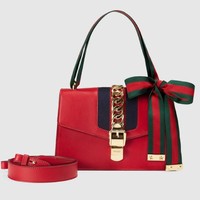 GUCCI 古驰 Sylvie 女士真皮手提包