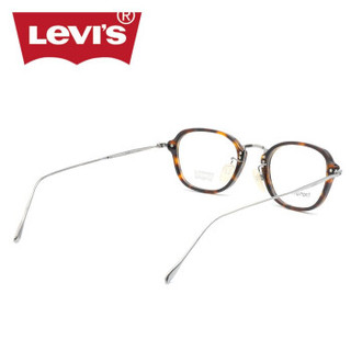 Levi's李维斯 眼镜架钛金属圆框复古文艺镜框LS94009 黑框银边 镜框+A4 1.56依视路非球面镜片