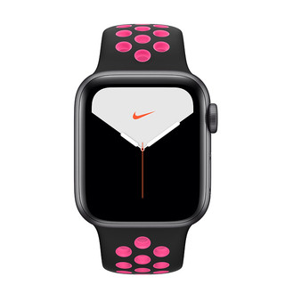 Apple 苹果 Watch Nike Series 5 智能手表 (44 mm、深空灰色铝金属表壳、黑配闪亮粉色Nike 运动表带、GPS)