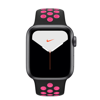 Apple 苹果 Watch Nike Series 5 智能手表 (44 mm、深空灰色铝金属表壳、黑配闪亮粉色Nike 运动表带、GPS + 蜂窝网络)