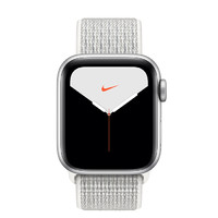 Apple 苹果 Watch Nike Series 5 智能手表 (44 mm、银色铝金属表壳、雪峰白色Nike 回环式运动表带、GPS + 蜂窝网络)