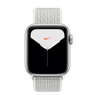Apple 苹果 Watch Nike Series 5 智能手表 (44 mm、银色铝金属表壳、雪峰白色Nike 回环式运动表带、GPS)